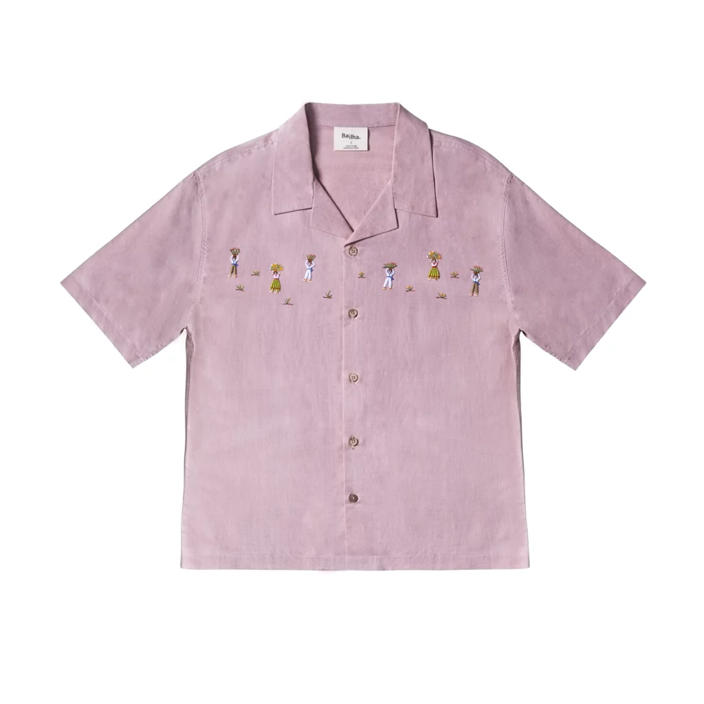 Floristas linen shirt with Madeira embroidery