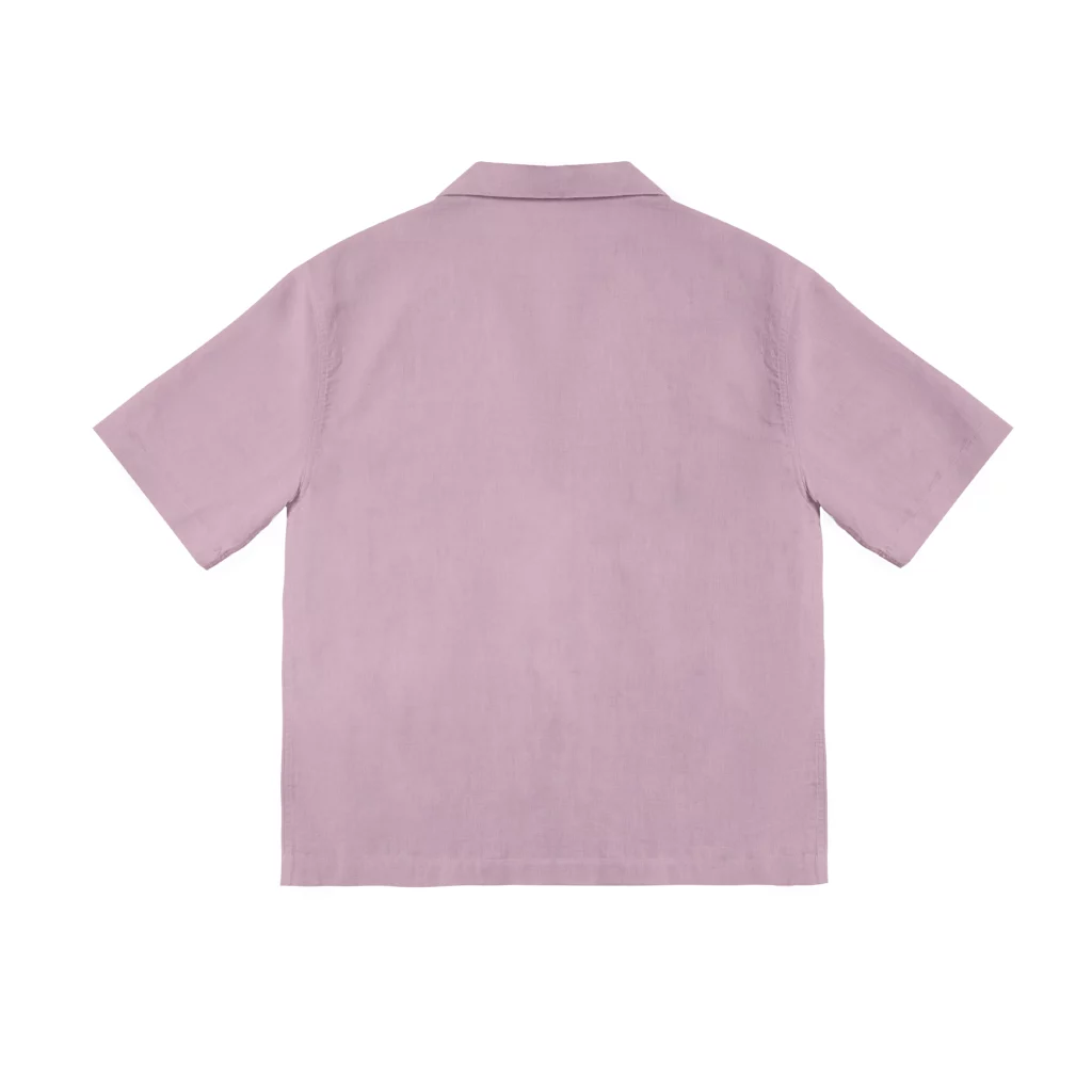 Pink linen shirt with Madeira embroidery