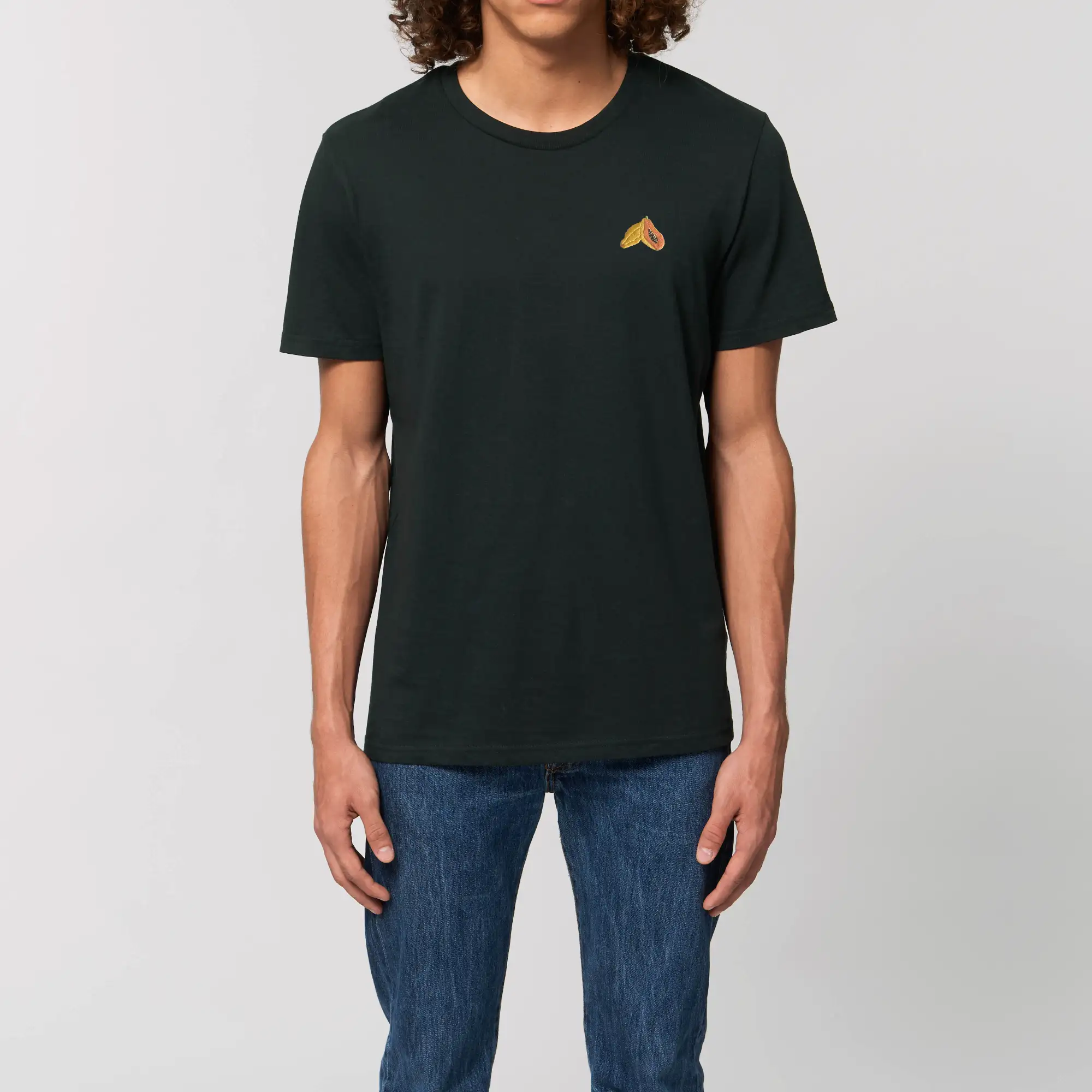 T-shirt preta papaia vista de frente